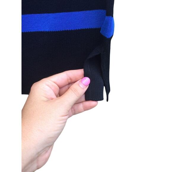 Ming wang womens sleeveless tank black blue large L sequin colorblock knit top - Picture 3 of 9